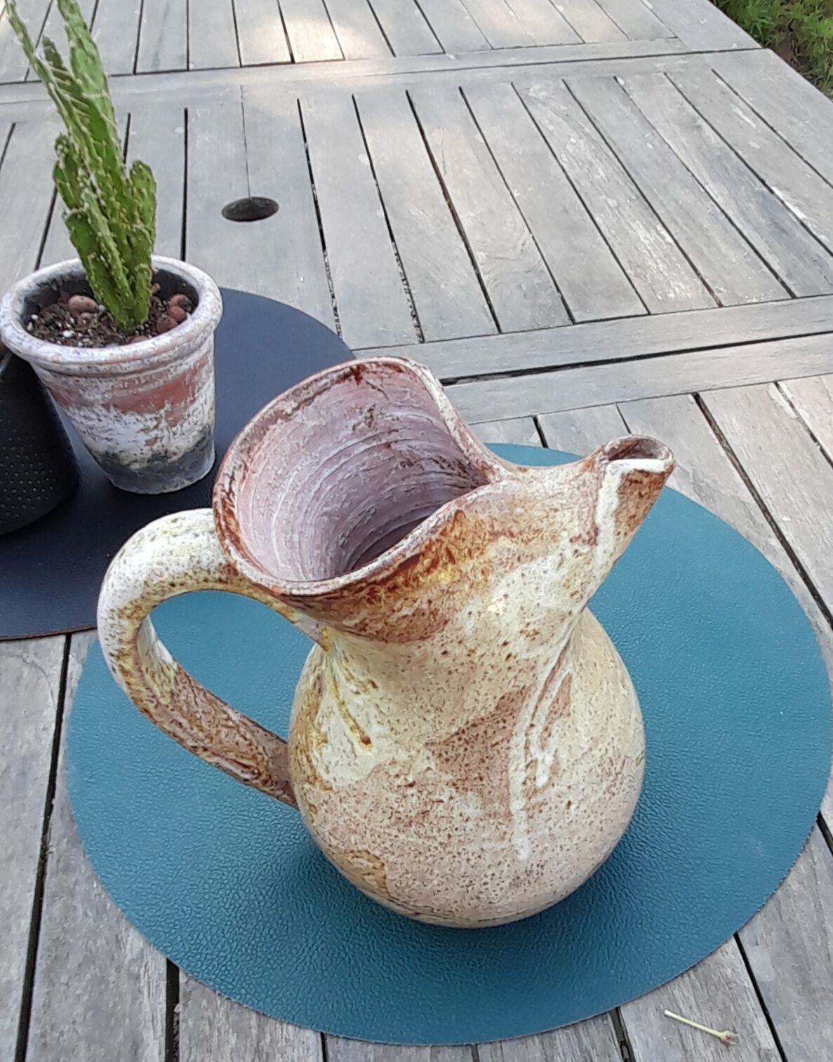 Old cider pitcher in varnished sandstone early 20th century