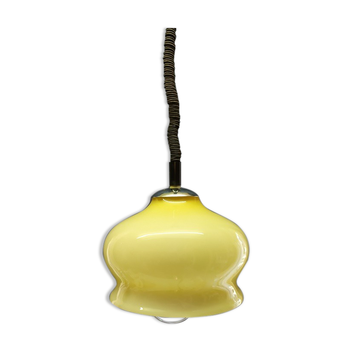 Hanging globe opaline adjustable in height 70s old vintage Brocanteespritdantan