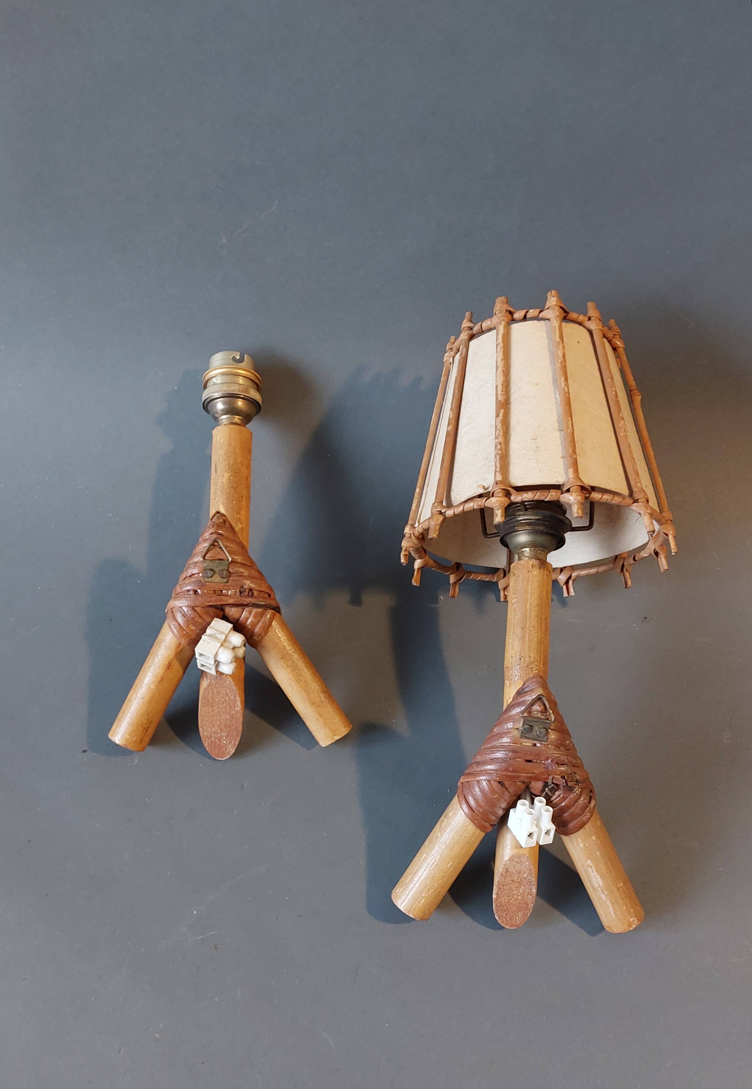 Pair of bamboo and rattan wall lights 1960/1970.