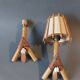 Pair of bamboo and rattan wall lights 1960/1970.