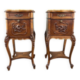 Pair of Louis XV Bedside Tables, Yellow Marble, 19th Century