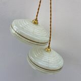 Pair of Art Deco Clichy glass pendant lights