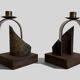 Pair of Brutalist Sculptural Candleholders by Arte Romera, Spain, 1980s