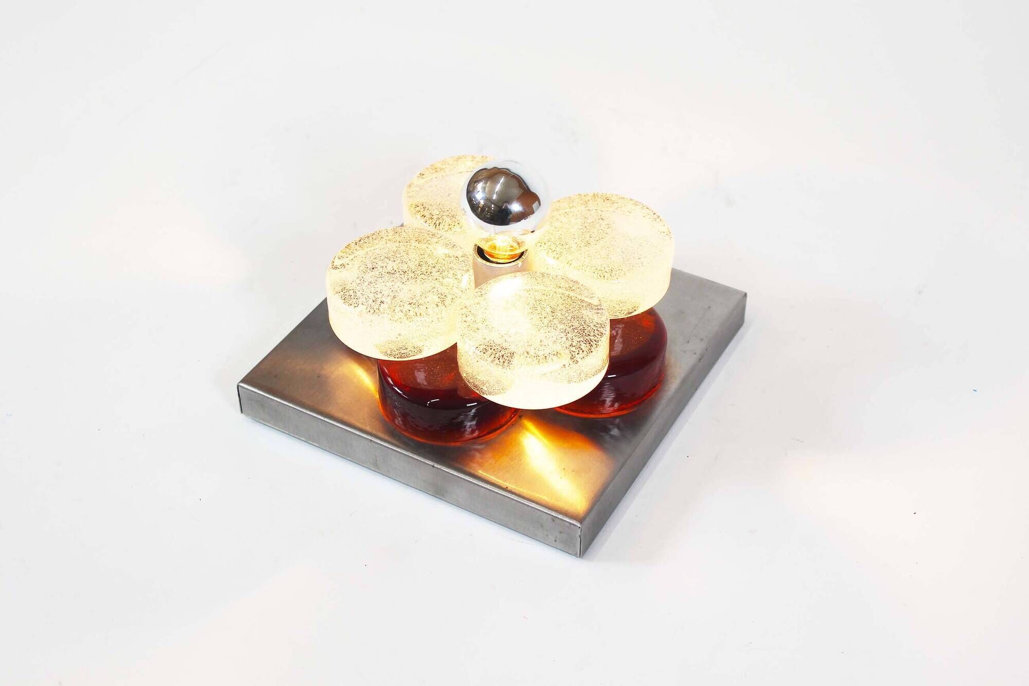 Brutalist glass wall sconce by Albano Poli for Poliarte, Italy 1970's