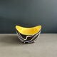 Yellow and black ceramic aperitif bowl, free form, West Germany.