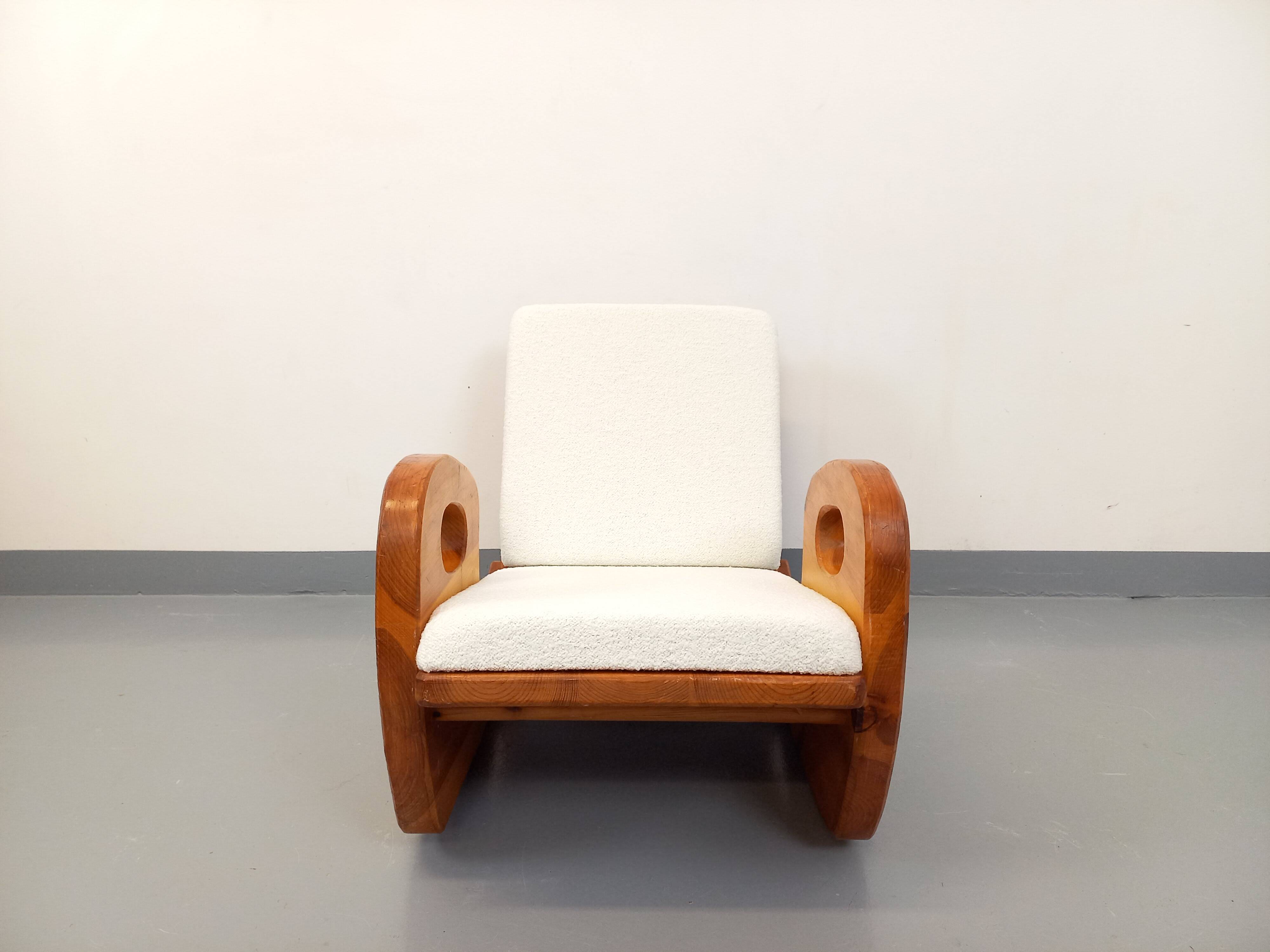 Brutalist rocking chair "sled" vintage