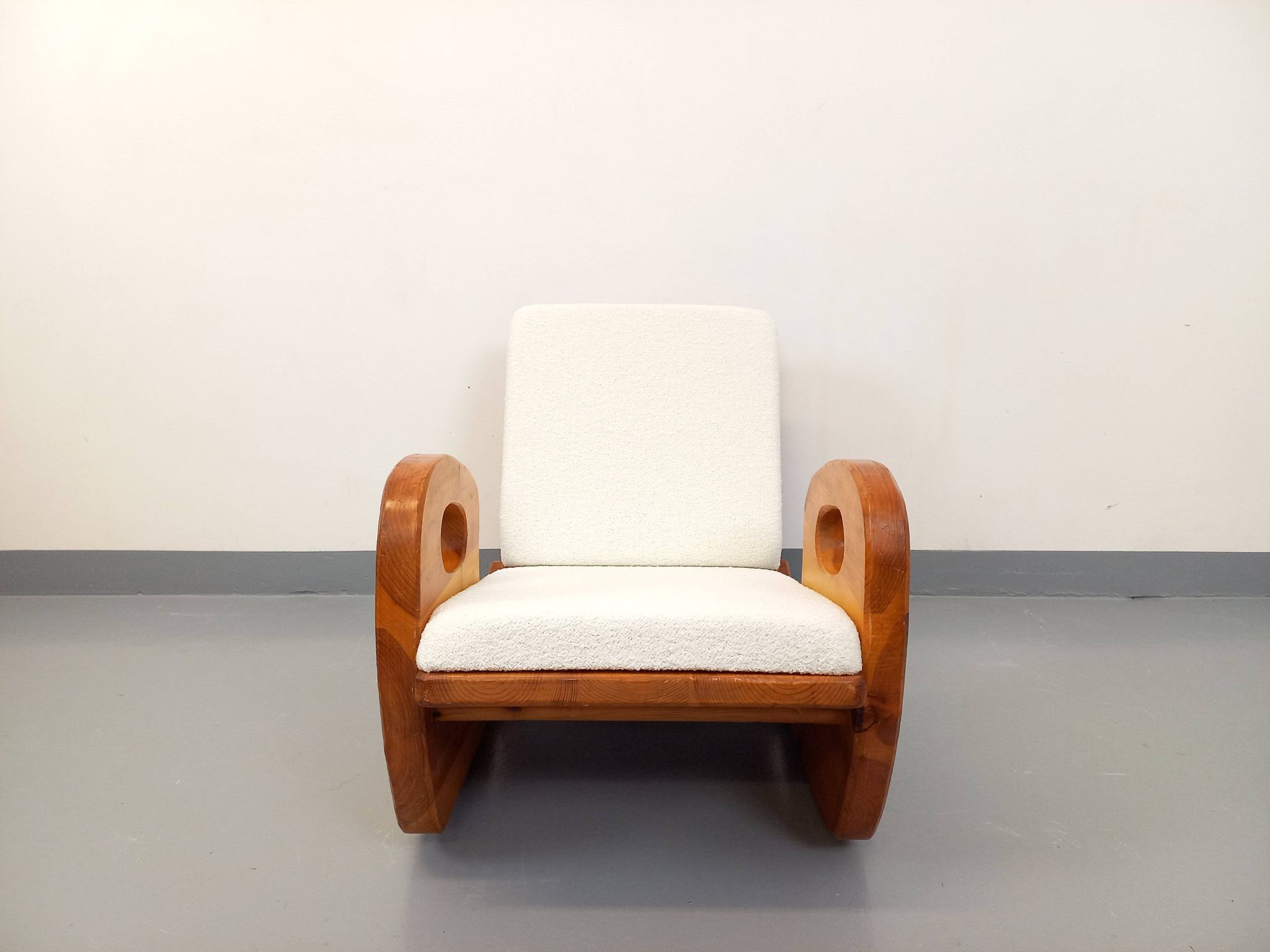 Brutalist rocking chair "sled" vintage