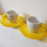 Set de 2 tasses à expresso jaunes Guzzini avec soucoupes