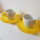 Set de 2 tasses à expresso jaunes Guzzini avec soucoupes