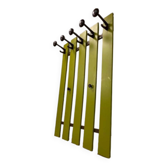 Vintage olive green coat rack with 5 hanging points