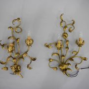 Set of Two Gilt Wall Lamps, Italy, 1960s