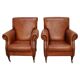 Vintage Dutch Cognac-Coloured Leather Club Chairs, Set of 2