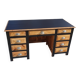 Restored antique pine desk, 9 drawers
