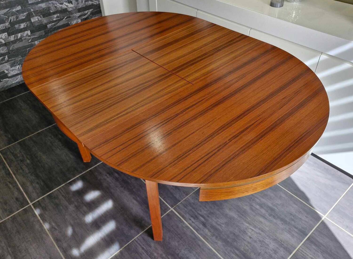 Scandinavian extendable teak round table, 1970s