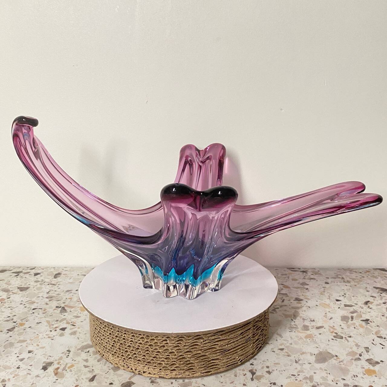 Grand Vide-poches Murano Sommerso Vert Et Bleu - Italie Années 1970, Style Barovier Ou Seguso, Très Bon état