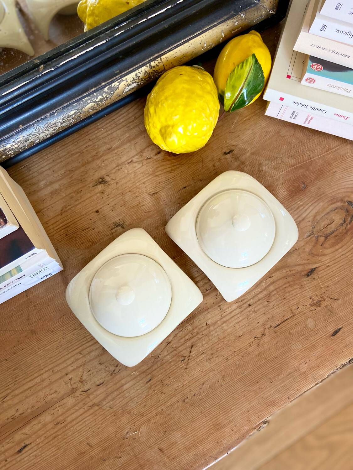 Pair of Helline ceramic butter dishes - 1970.