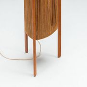 Temde tripod floor lamp in sisal and teak, Switzerland, 1960