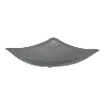 Square sculptural plate in brushed aluminium