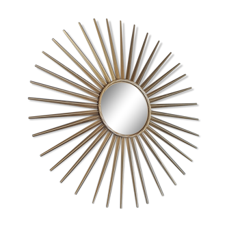 Mirror sun with witch's eye, silver color diameter 70 cm