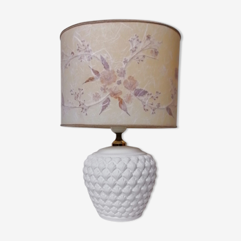 Lamp lampshade dried flowers foot white ceramic