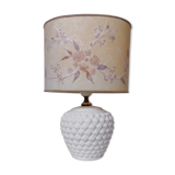 Lamp lampshade dried flowers foot white ceramic