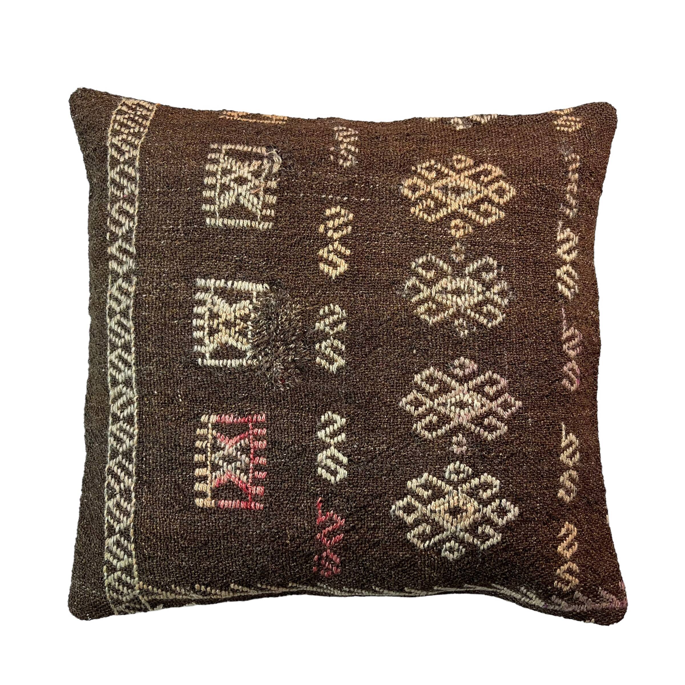 Vintage turkish kilim cushion cover , 55 x 55 cm
