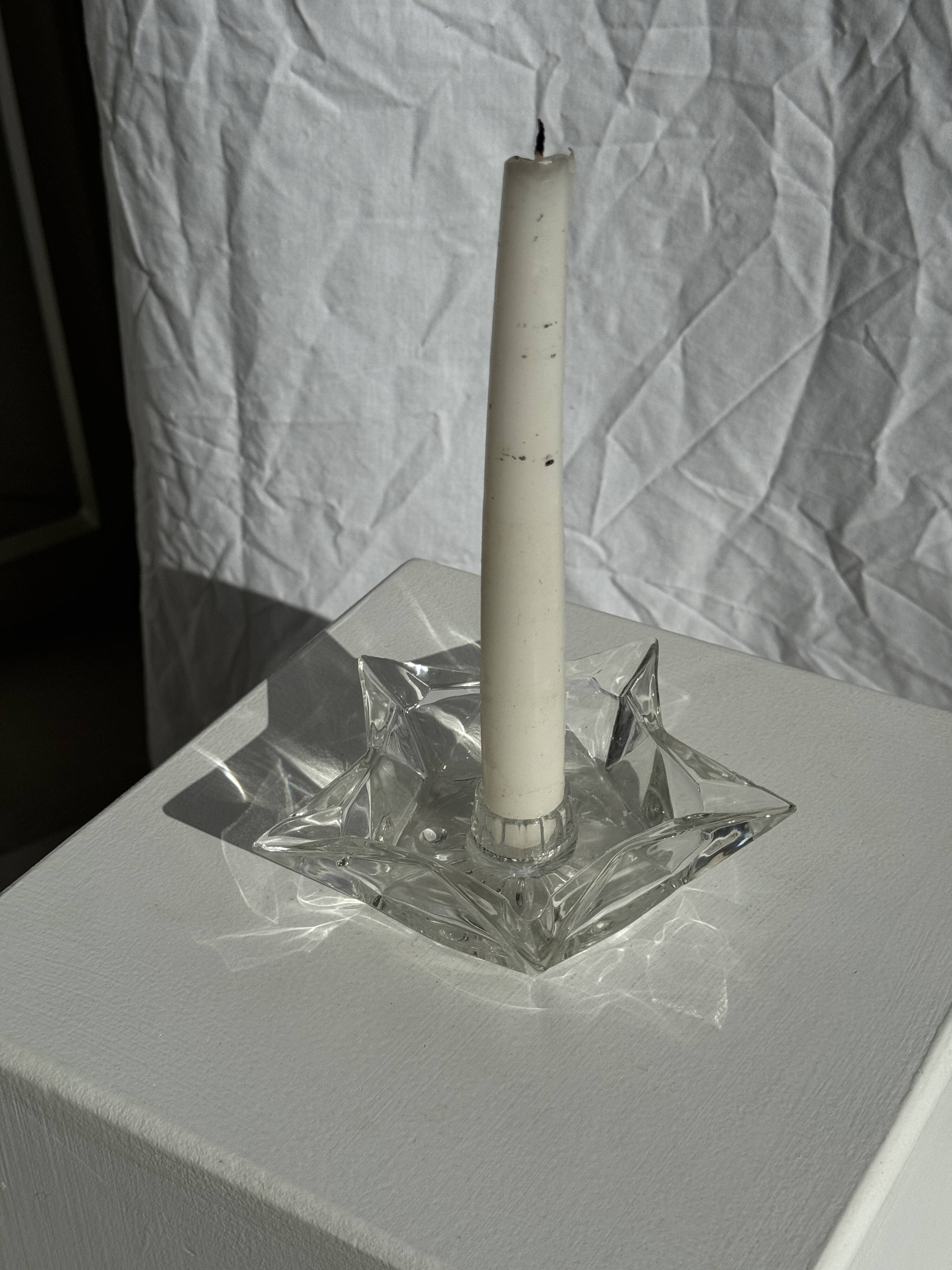Vintage glass star candle holder D13