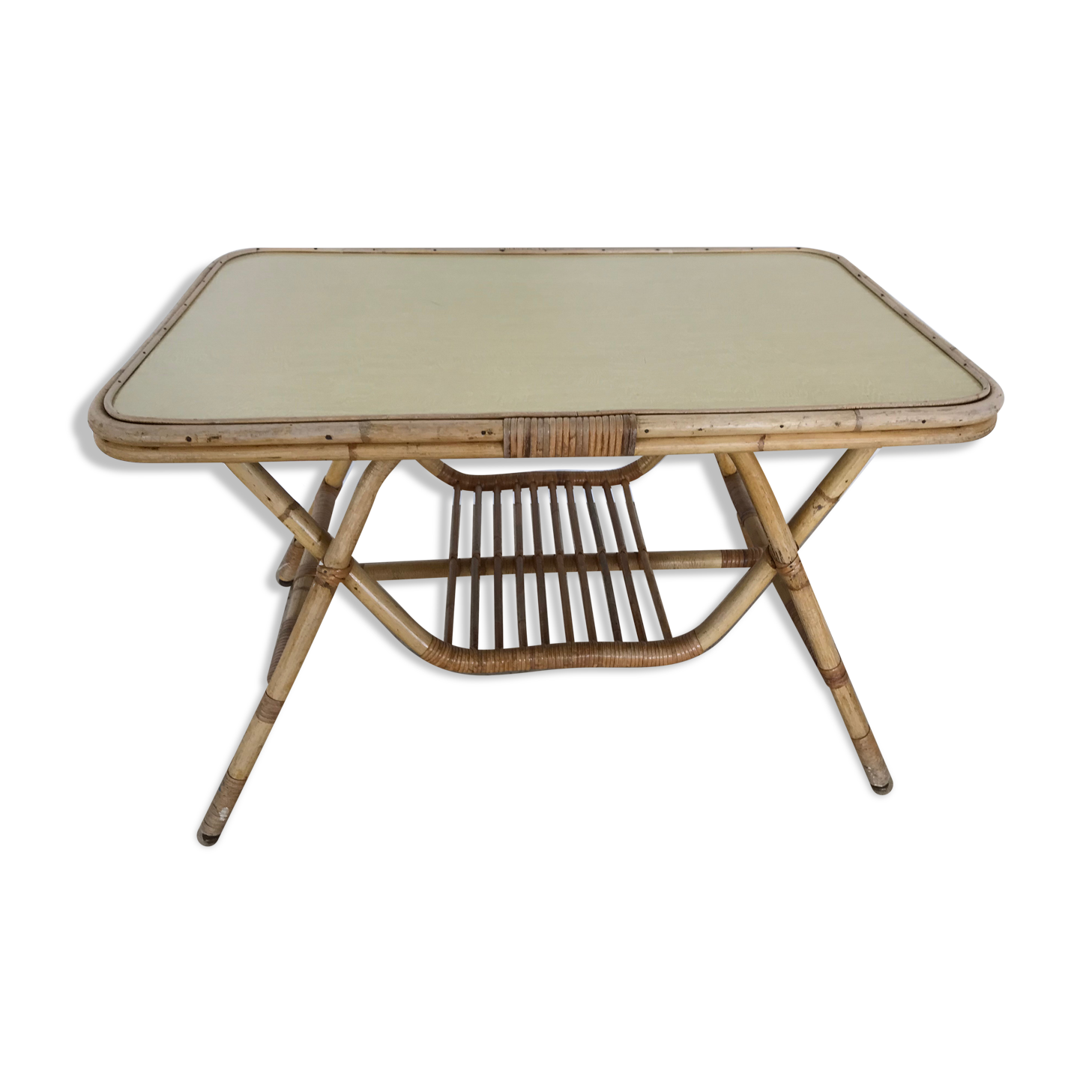 Bamboo and rattan coffee table