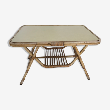 Table basse en bambou et rotin