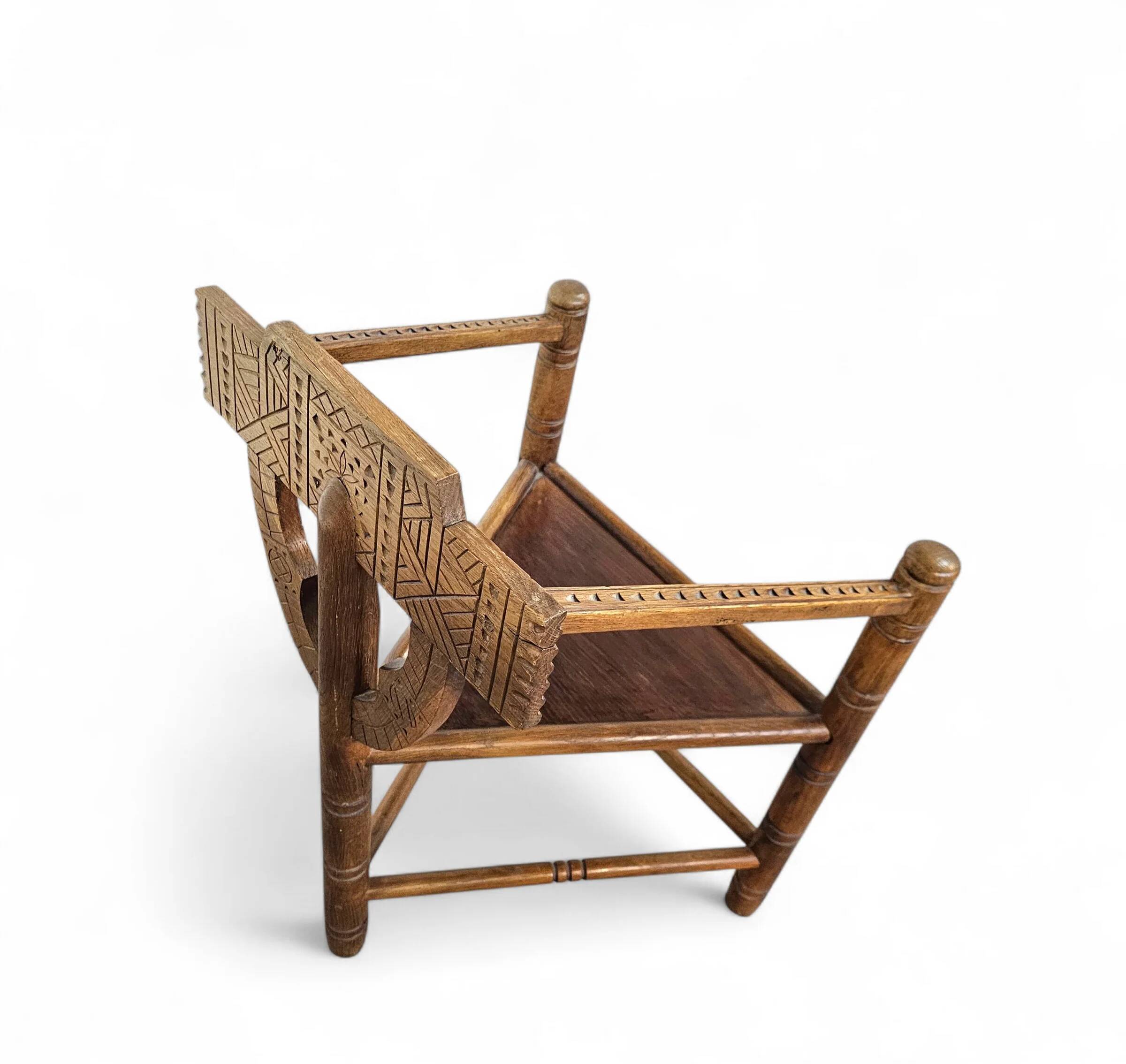 Carved Swedish monk chairs, style attributed to Bernhard Hoettger, made in Sweden, 1940s