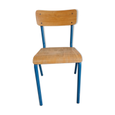 Chaise d'école enfant bleue et bois