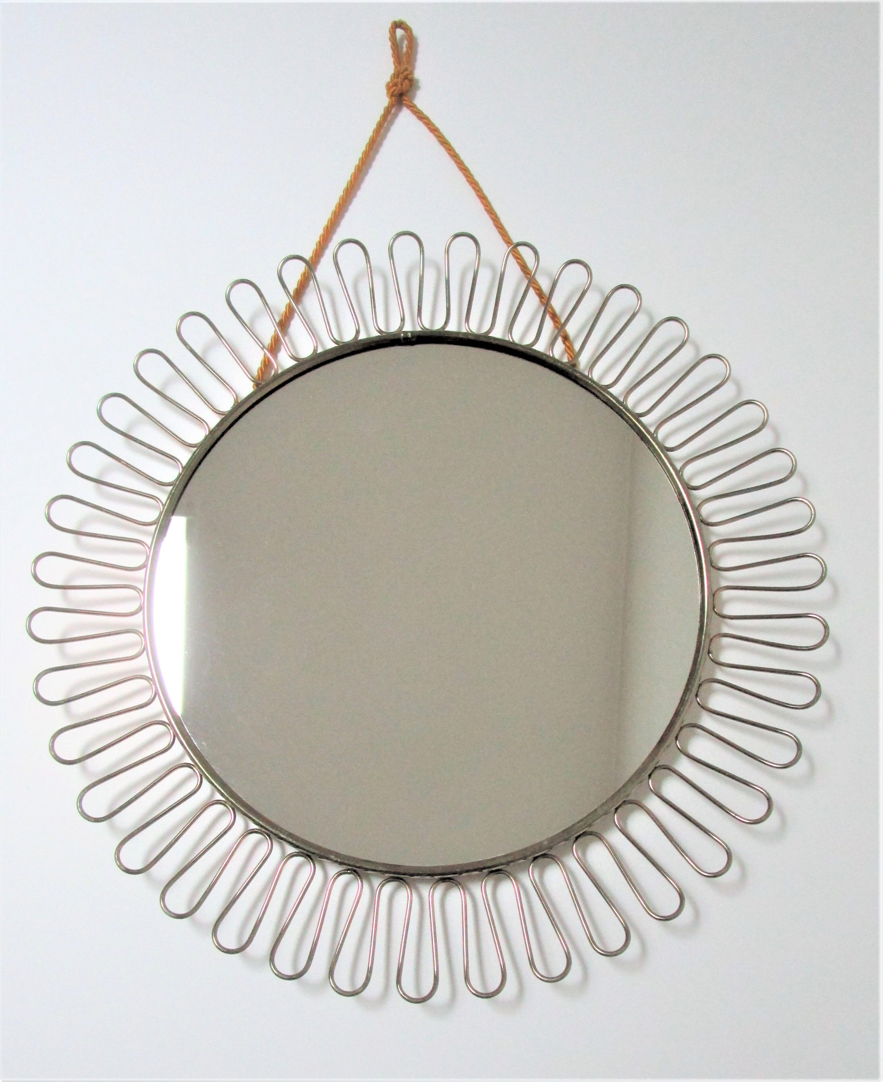 Round mirror flower vintage metal