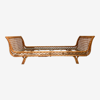 Daybed banquette lit en rotin 1950