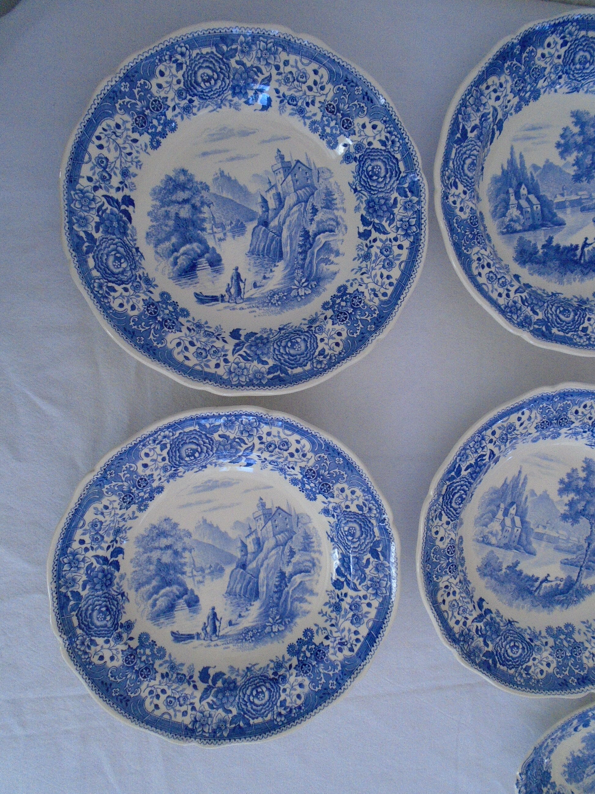 Set de 6 assiettes 1 ravier Villeroy & bBoch Burgenland décor bleu faience