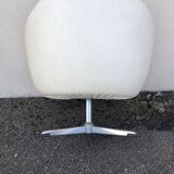 Vintage 70s white leatherette shell armchair