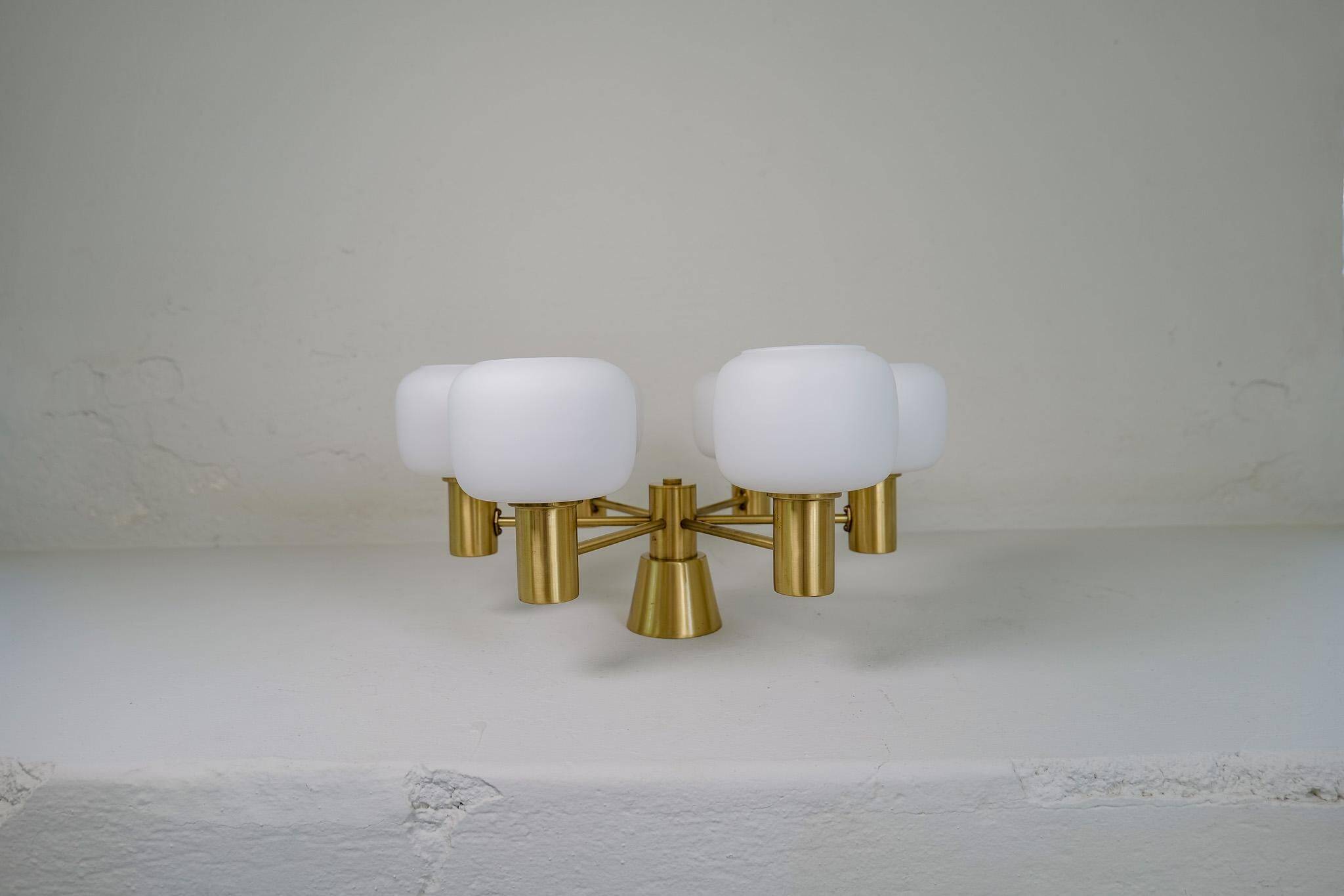Mid-century brass ceiling light ASEA Sweden, 1950s