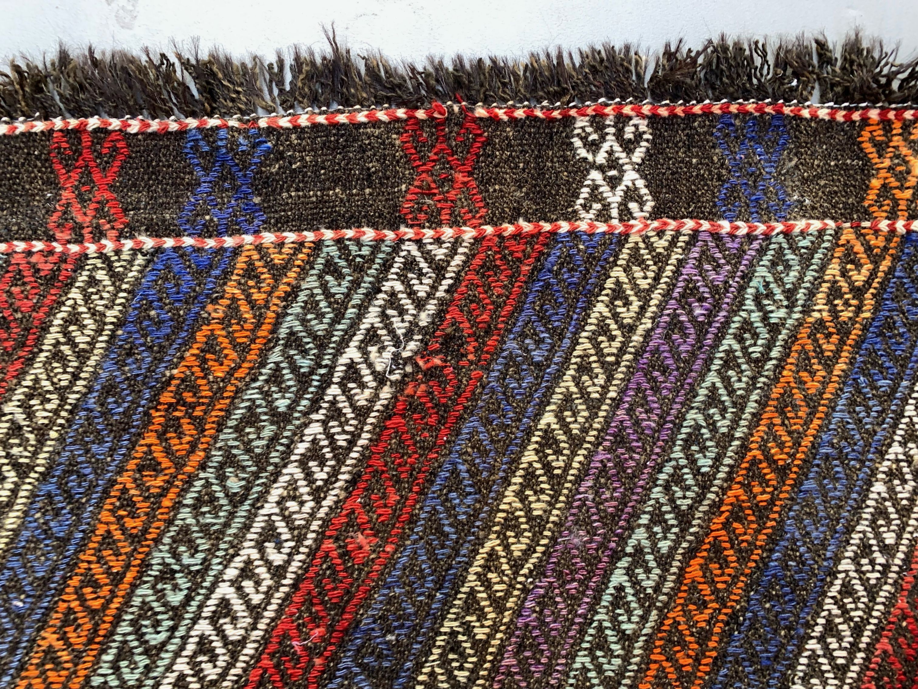 Large Vintage Turkish Kilim Rug 180x162 cm Wool Kelim, Square