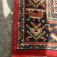 Vintage carpet in bright red background wool, 258x178 cm