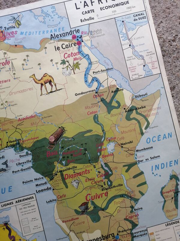 Carte scolaire vintage mdi: Afrique-Europe économique.