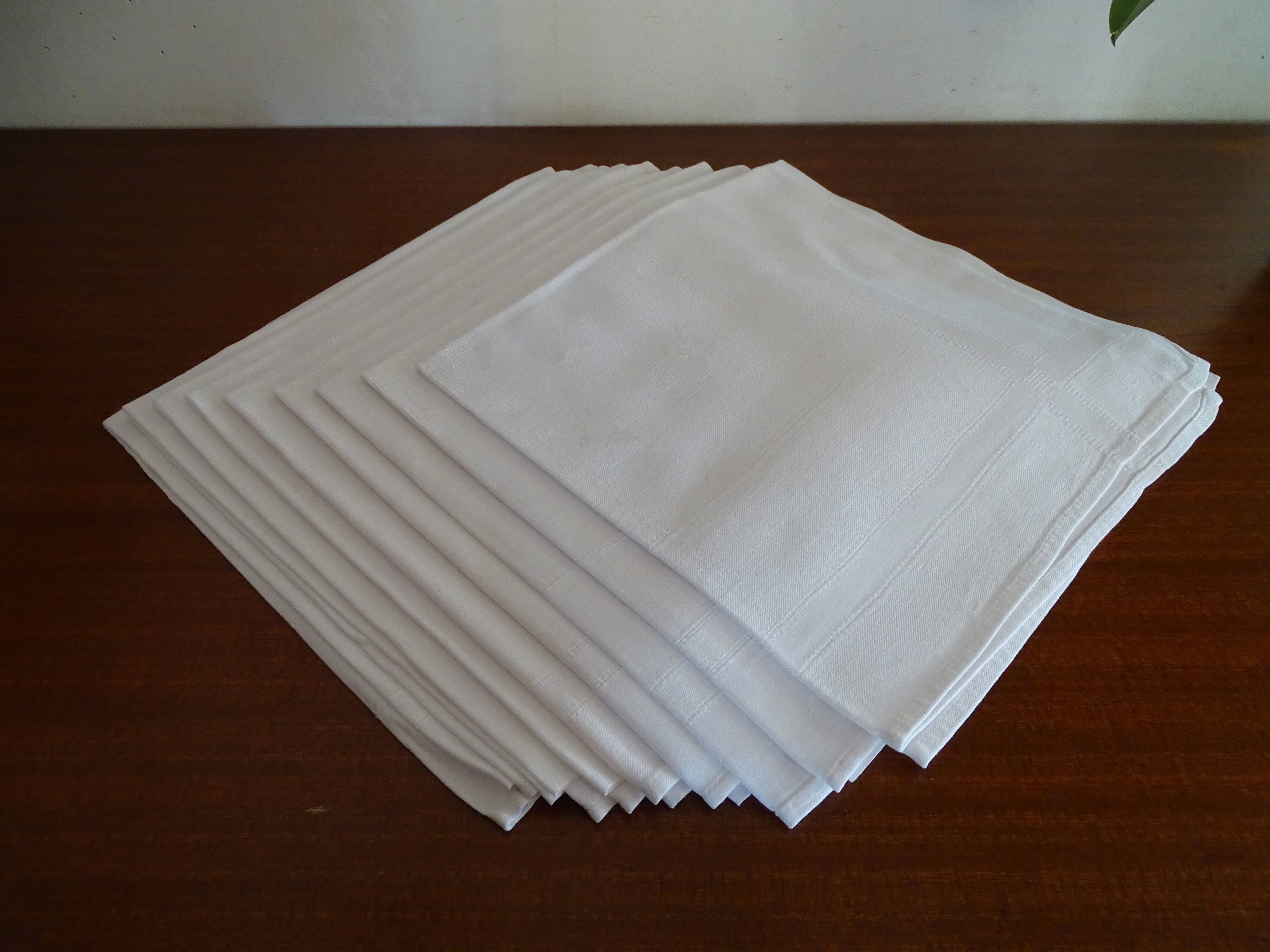 9 cotton napkins damask with flowers 48 x 48 cm