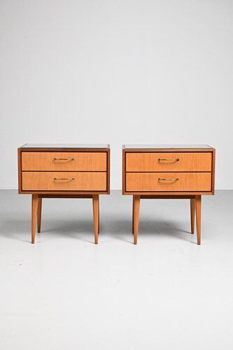 Nightstands with Glass Tops, Germany, Set of 2