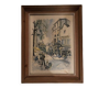 Watercolour painting of Montmartre, Place du Tertre, Paris, signed Guillery.
