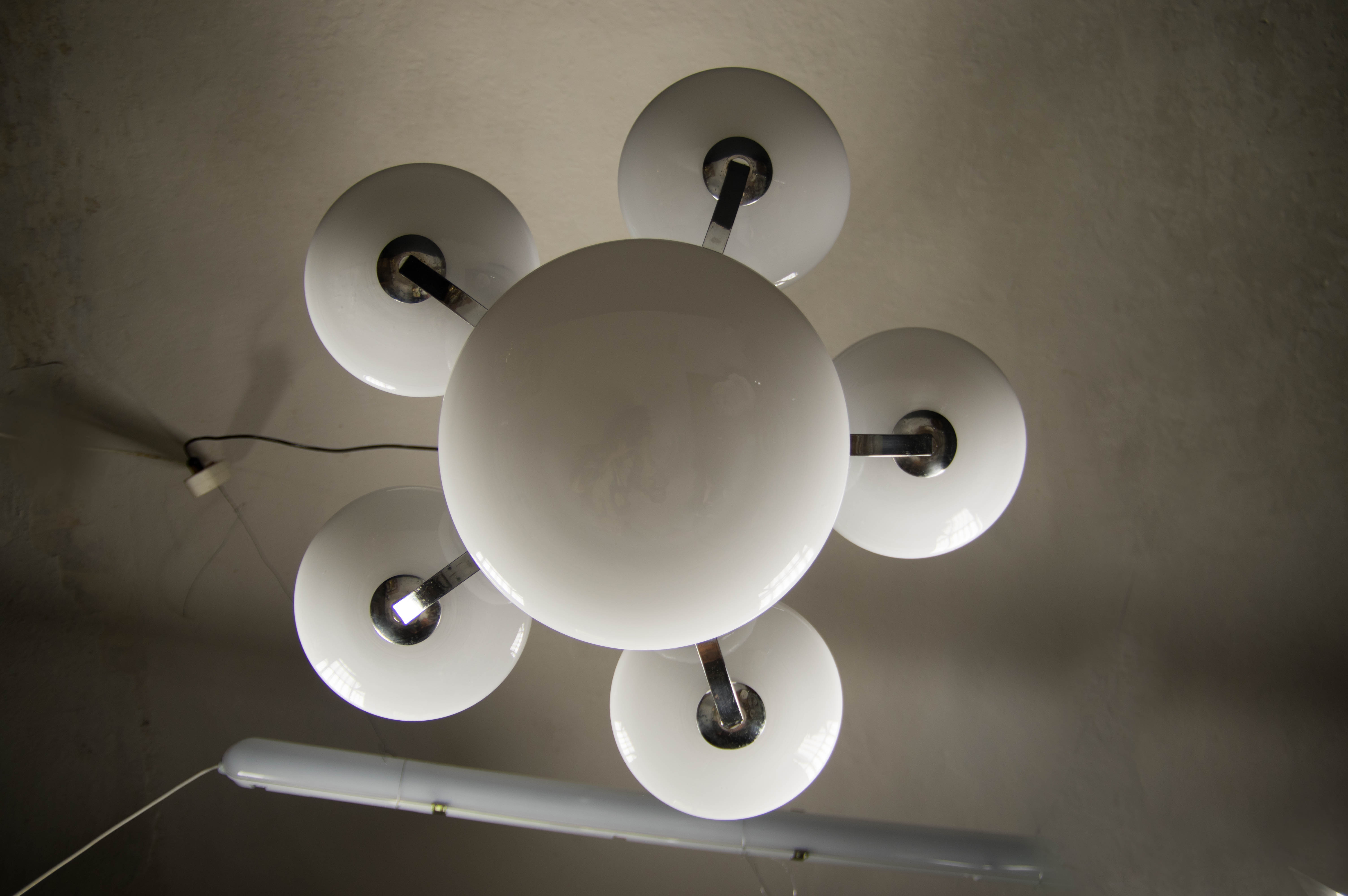 6-flamming art deco chrome-plated chandelier, 1930