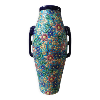 Longwy enamel vase