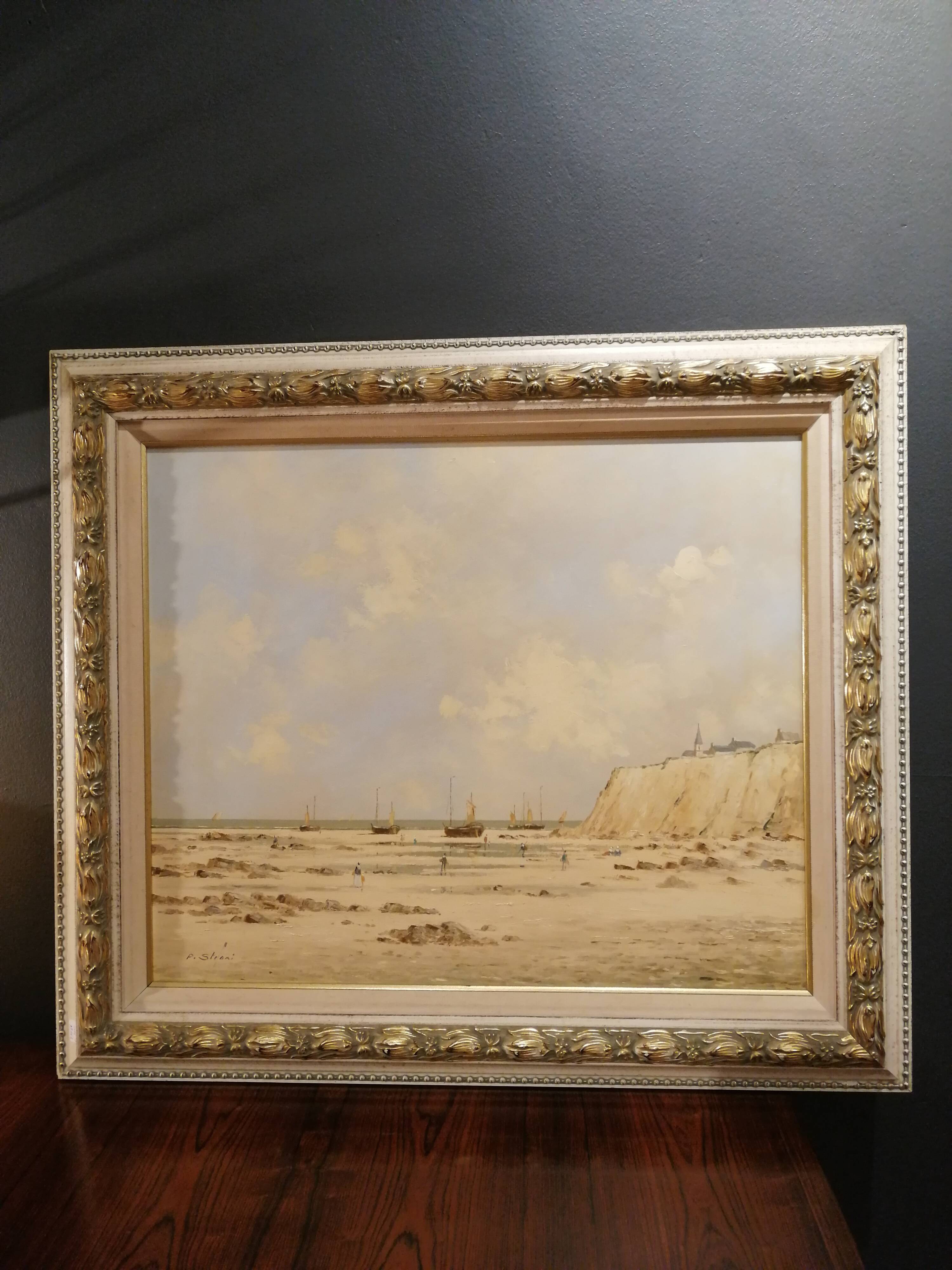 Painting entitled "the cliff at low tide" by Pierre Stefani