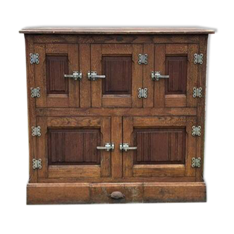 Meuble de rangement, meuble glacière vintage, meuble frigo bois et zinc, bar