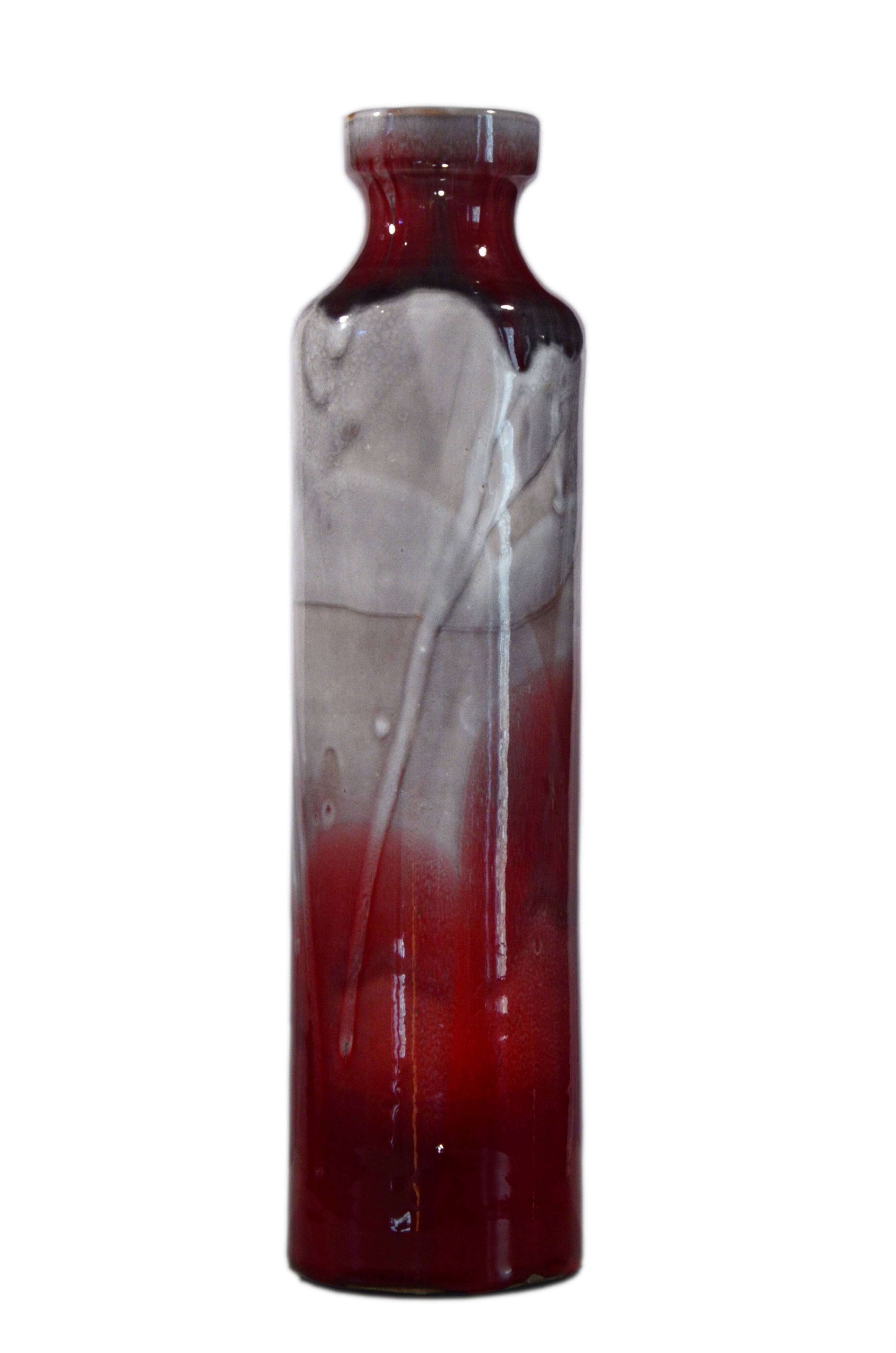 Artisanal ceramic vase 10x39cm, Éva Kondor, Hungary, 2010