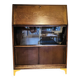 Solid oak secretary with golden feet