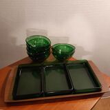 Service apéritif plateau Formica et ses ramequins vert émeraude