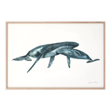 "Joy & Marius", the whale and its cub, art print 21/29.7 cm